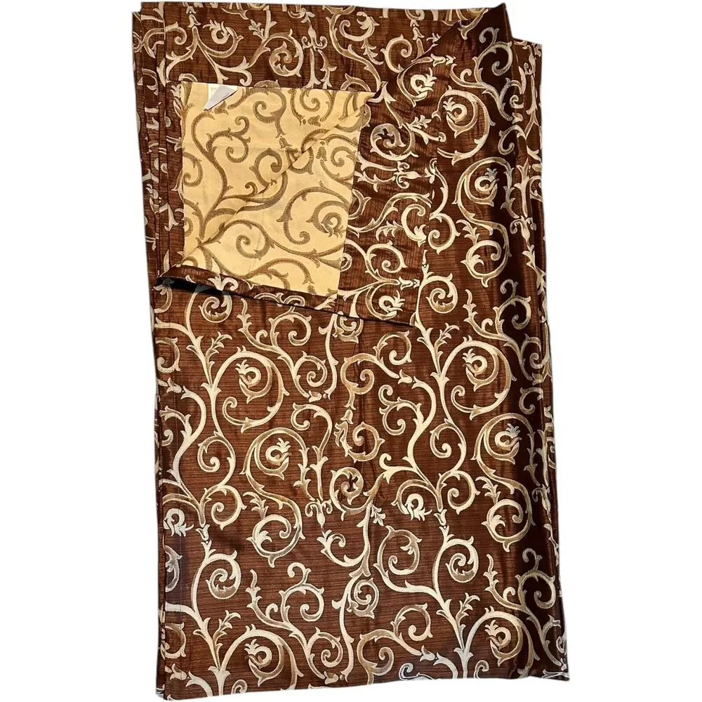 Lot of 3 Croscill Curtains Drapes Jacobian Brown Gold 54 X 84 Damask